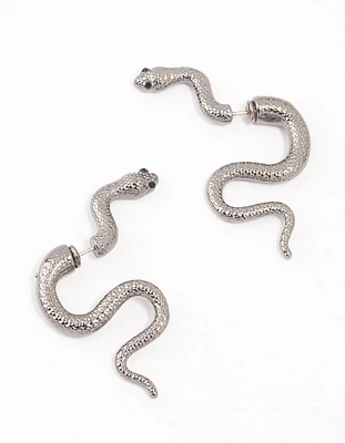 Gunmetal Slithering Snake Drop Earrings