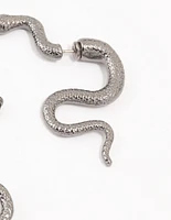 Gunmetal Slithering Snake Drop Earrings