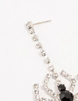 Bling Spider Silver Drop Earrings