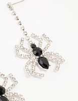 Bling Spider Silver Drop Earrings