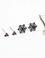 Spider & Cross Silver Earrings 4-Pack