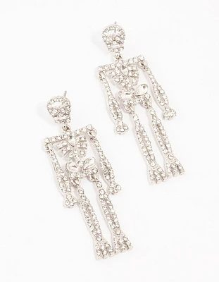 Glam Skeleton Silver Drop Earrings