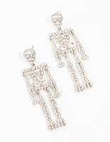 Glam Skeleton Silver Drop Earrings