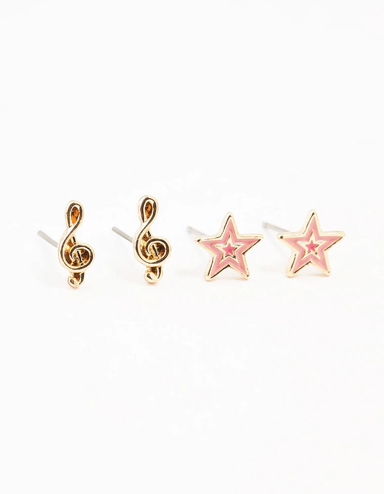 Gold Star Cow Girl Earrings 3-Pack