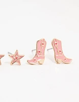 Gold Star Cow Girl Earrings 3-Pack