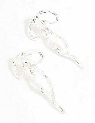 Silver Plated Twisted Bow Drape Earrings