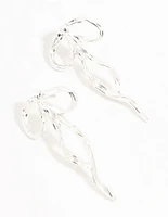 Silver Plated Twisted Bow Drape Earrings