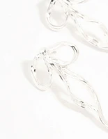 Silver Plated Twisted Bow Drape Earrings