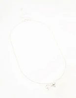 Silver Plated Bow & Ball Chain Necklace