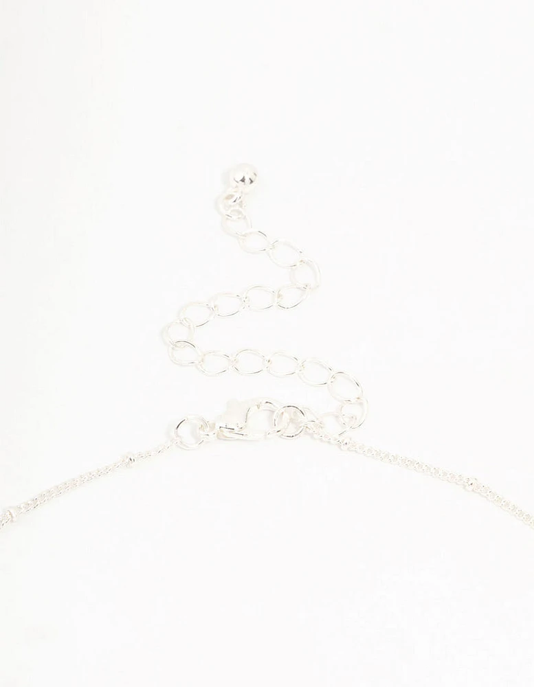 Silver Plated Bow & Ball Chain Necklace