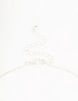 Silver Plated Bow & Ball Chain Necklace