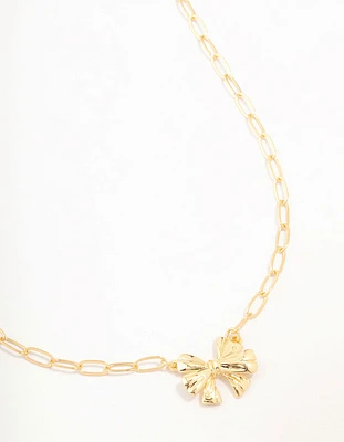 Real Gold Plated Bow Link Necklace