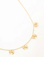 Real Gold Plated Mini Bows Station Necklace