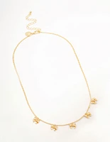 Real Gold Plated Mini Bows Station Necklace