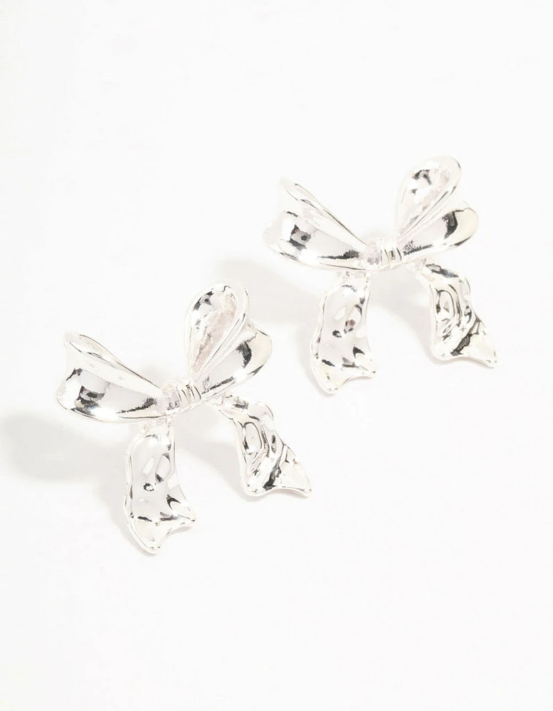 Silver Plated Chunky Bow Earrings