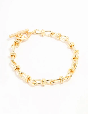 Real Gold Plated Bow Link Bracelet