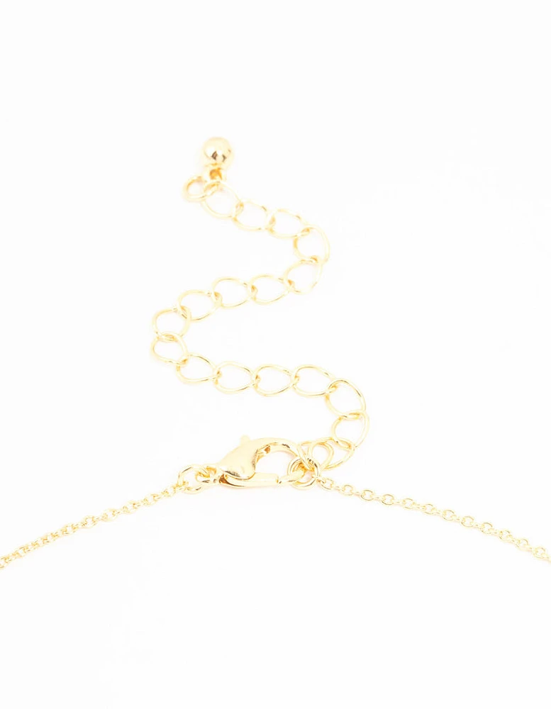 Real Gold Plated Pave Set Cubic Zirconia Bow Necklace