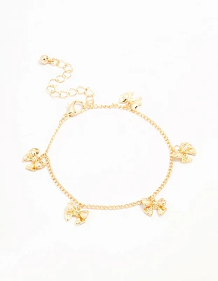 Real Gold Plated  Mini Bow Station Bracelet