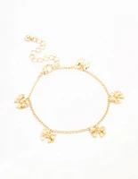 Gold Plated Brass Mini Bow Station Bracelet