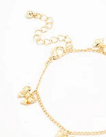 Gold Plated Brass Mini Bow Station Bracelet