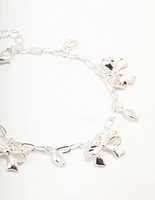 Silver Plated Alternating Cubic Zirconia & Bow Charm Bracelet