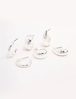 Silver Plated Chunky Hoop Earrings 3-Pack