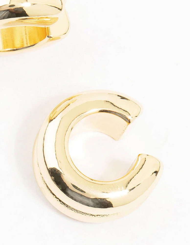 Gold Plated Ribbed Ear Cuffs