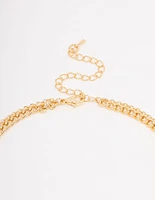 Gold Plated Diamante Curb Chain Layered Necklace