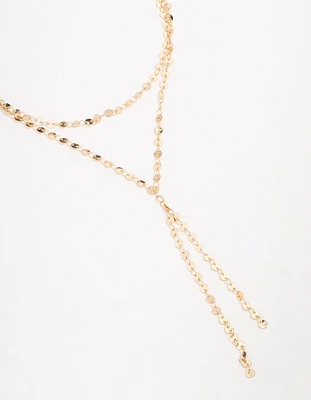 Gold Plated Round Link Layered Y-Necklace