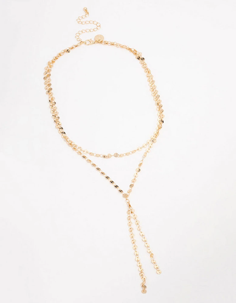 Gold Plated Round Link Layered Y-Necklace