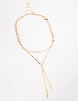 Gold Plated Round Link Layered Y-Necklace