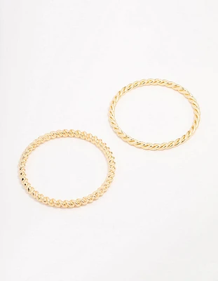 Gold Plated Twisted Bangles 2-Pack