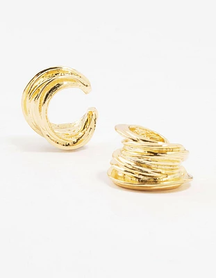 Gold Plated Wire Cuff Earrings