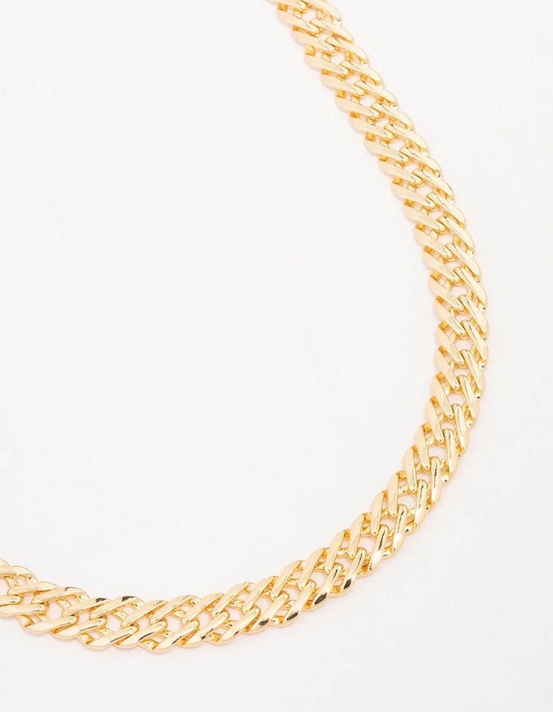 Gold Plated Flat Double Link Necklace