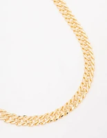 Gold Plated Flat Double Link Necklace