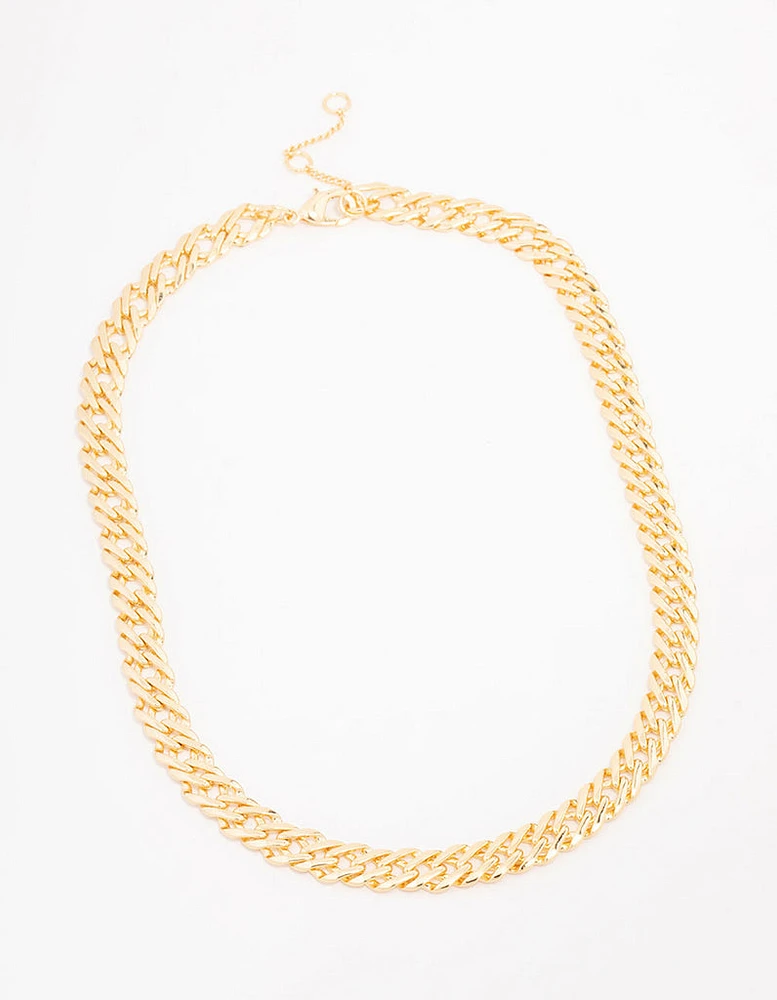 Gold Plated Flat Double Link Necklace