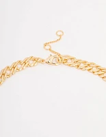 Gold Plated Flat Double Link Necklace