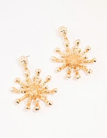 Gold Molten Burst Drop Earrings