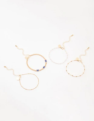 Gold Bag Chain Bracelet 4-Pack