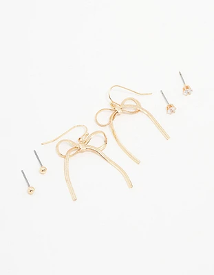 Gold Bow Earrings 3-Pack