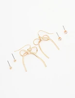 Gold Bow Earrings 3-Pack