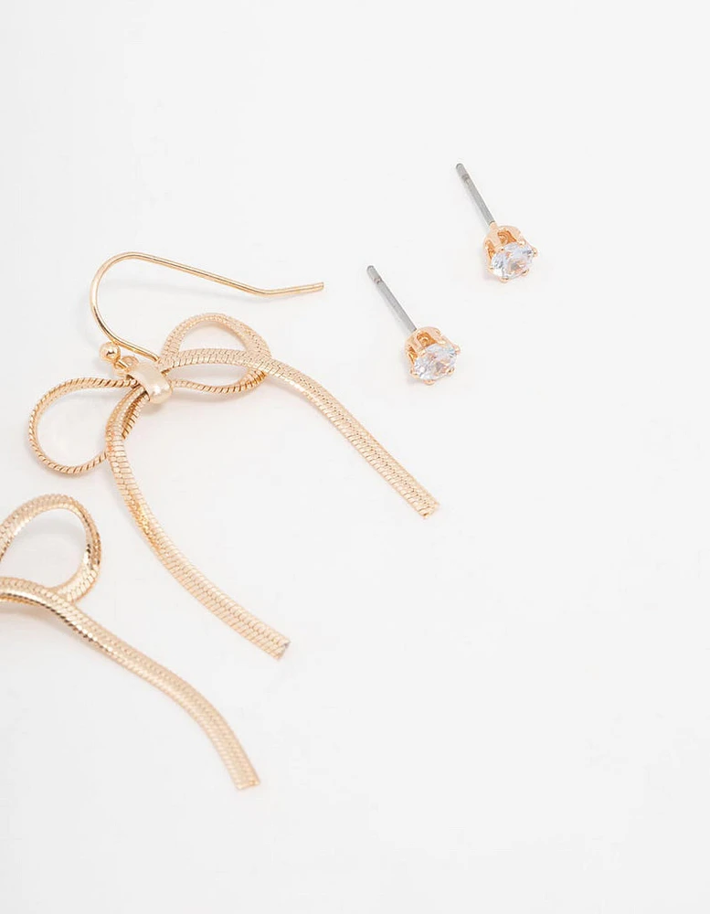 Gold Bow Earrings 3-Pack