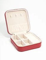 Red PU Leather Square Jewellery Case