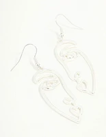 Silver Face Drop Earrings