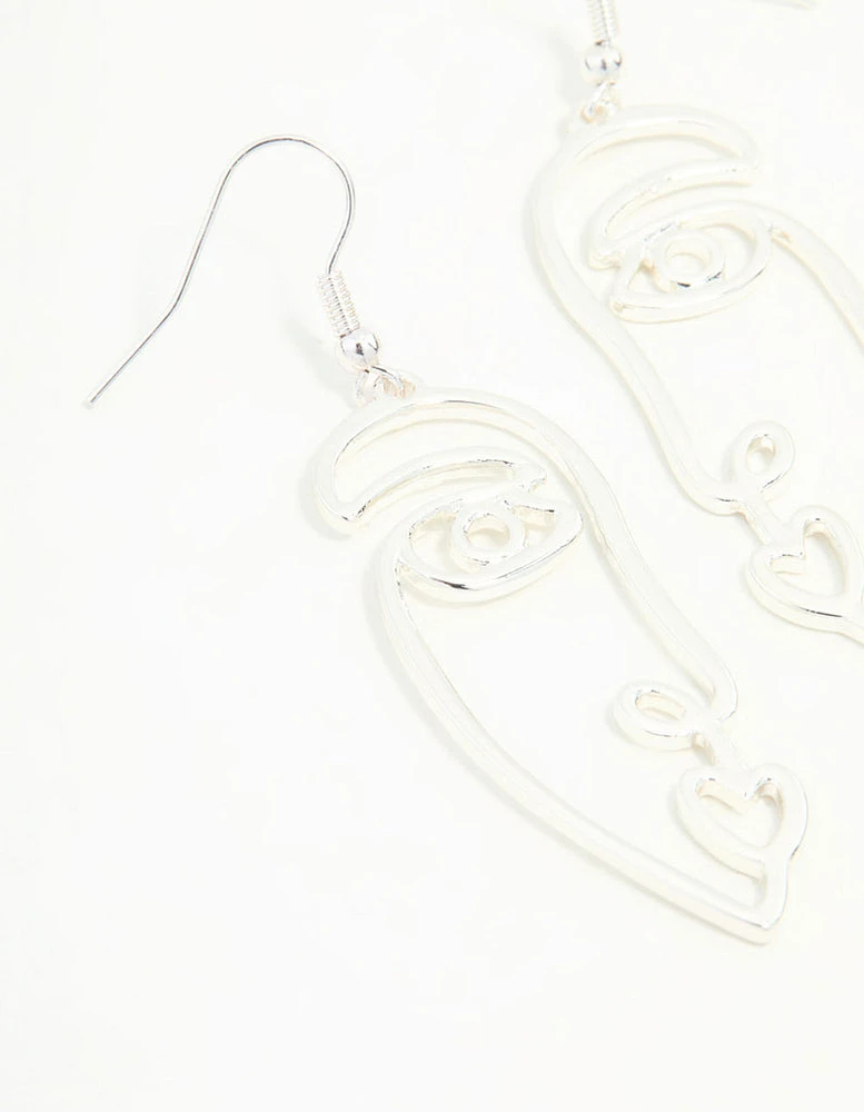 Silver Face Drop Earrings