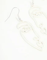 Silver Face Drop Earrings