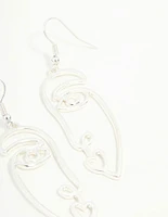 Silver Face Drop Earrings