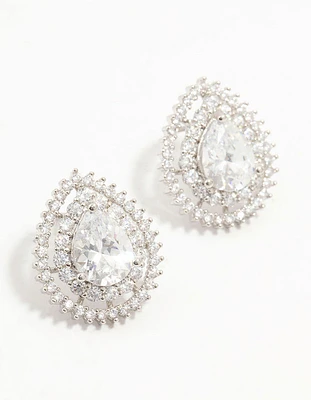 Silver Diamante Snowflake & Pearl Drop Earrings