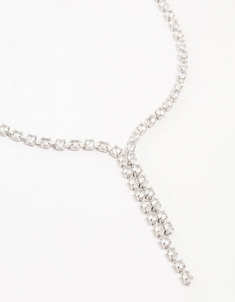 Silver  Cubic Zirconia Y-Necklace