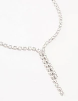 Silver  Cubic Zirconia Y-Necklace